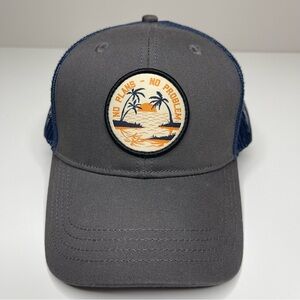 Like NEW "No Plans - No Problem" Trucker Hat / Snapback Hat (Gray / Navy Blue)